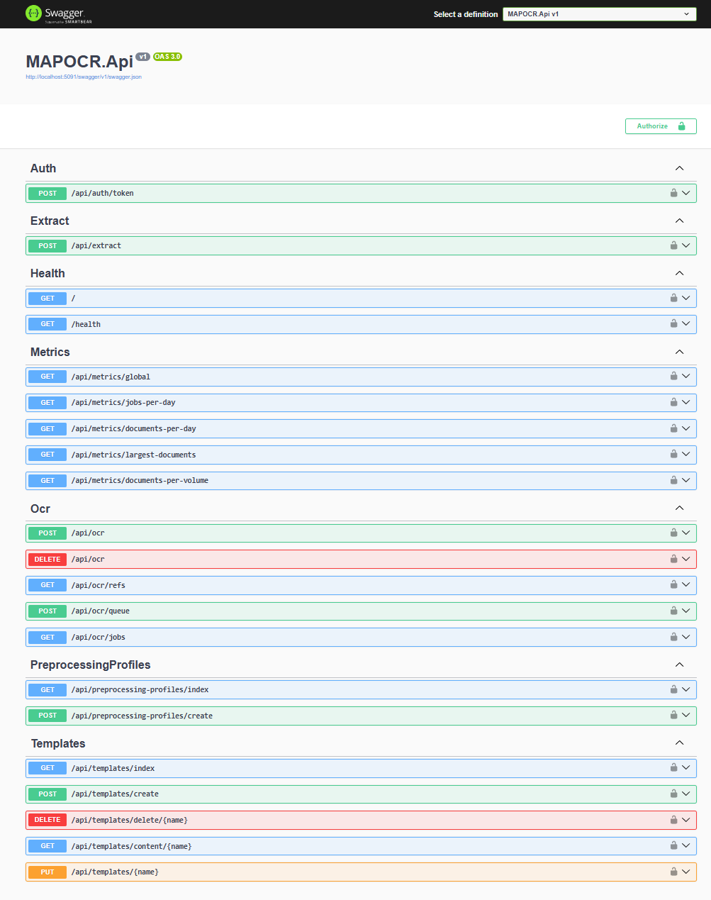 MAPOCR API Swagger